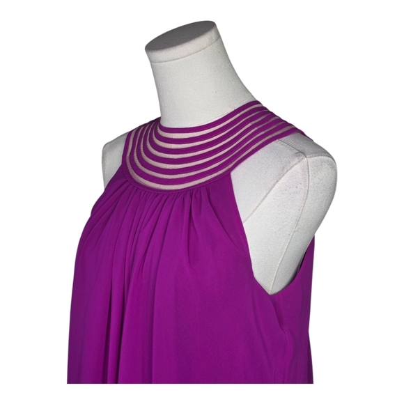 Trina Turk Fuchsia Mesh Halter Neck Sleeveless A-Line Cocktail Party Dress - Picture 2 of 8
